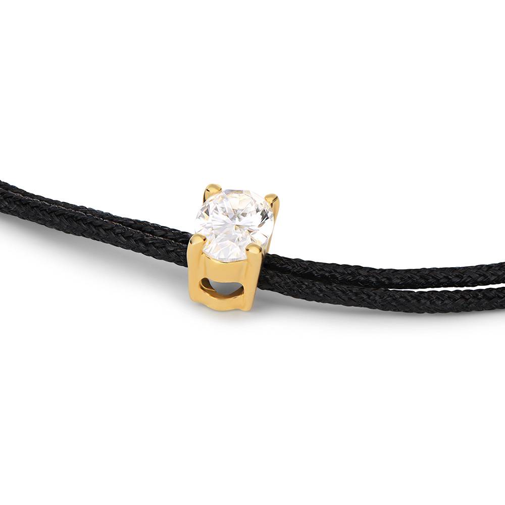 Lucky Knot Oval Diamond Adjustable Black Cord Bracelet-3 product photo
