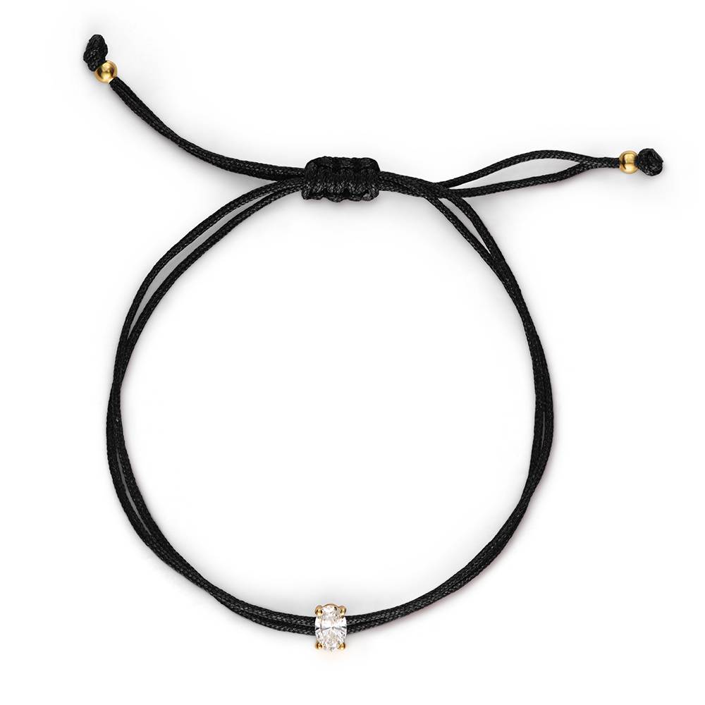 Lucky Knot Oval Diamond Adjustable Black Cord Bracelet-1 product photo