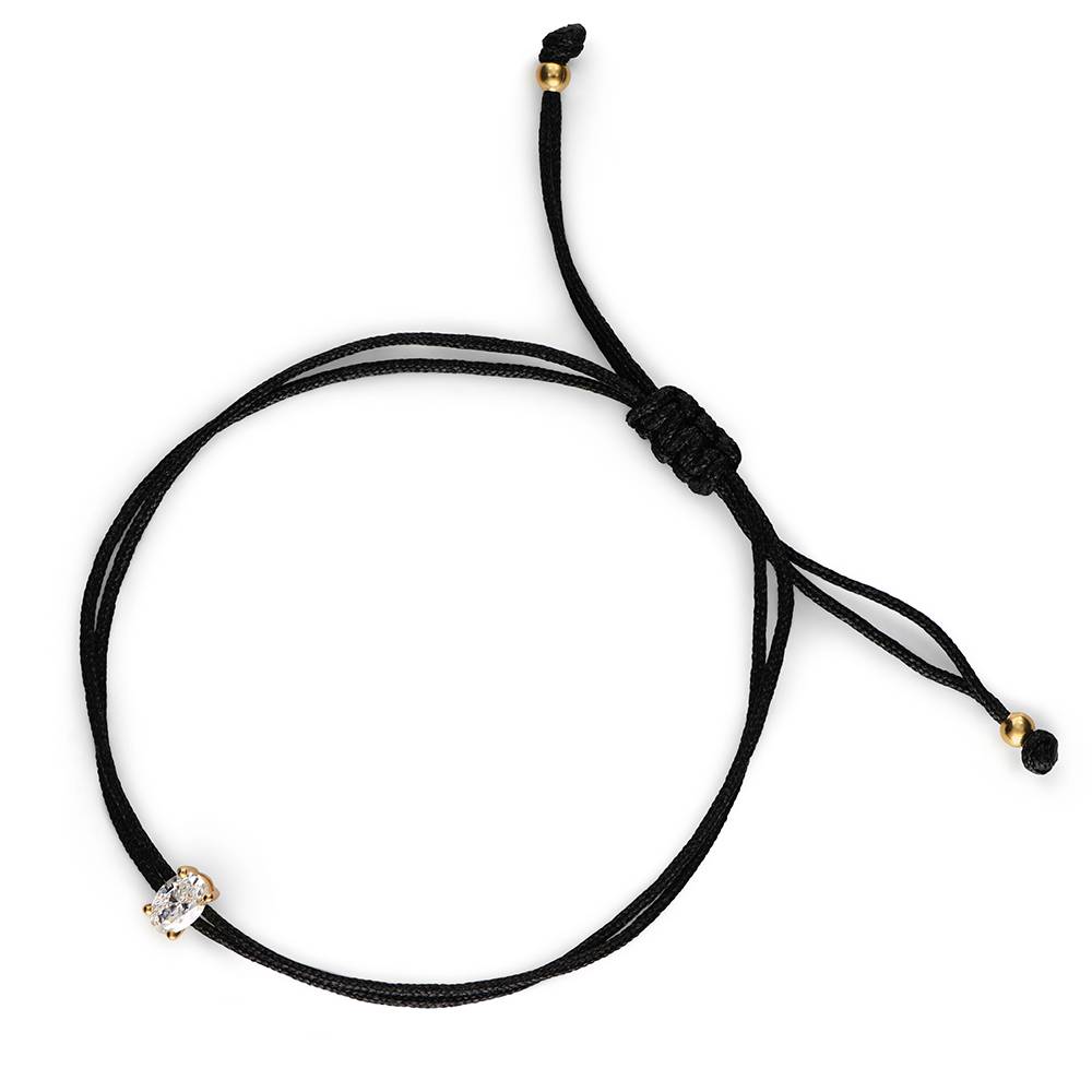 Lucky Knot Oval Diamond Adjustable Black Cord Bracelet-2 product photo