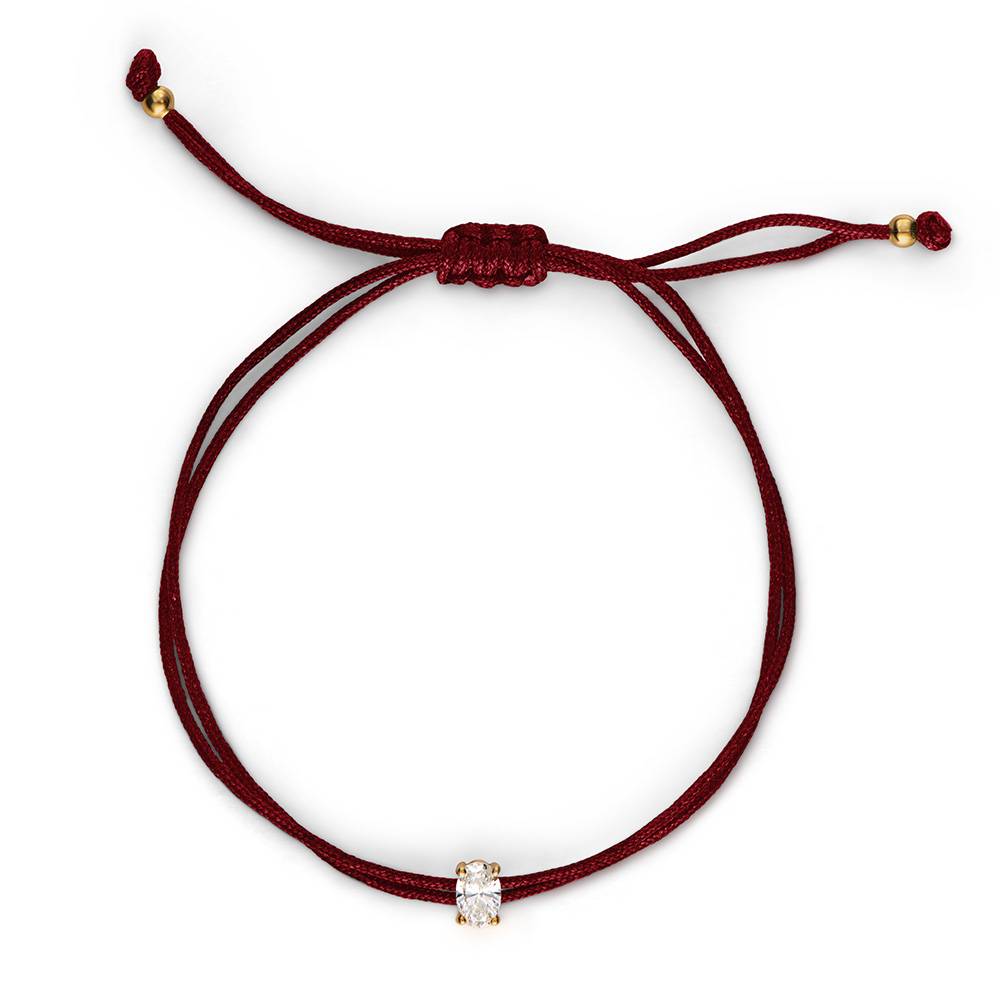 Lucky Knot Oval Diamond Adjustable Bordeaux Cord Bracelet-1 product photo