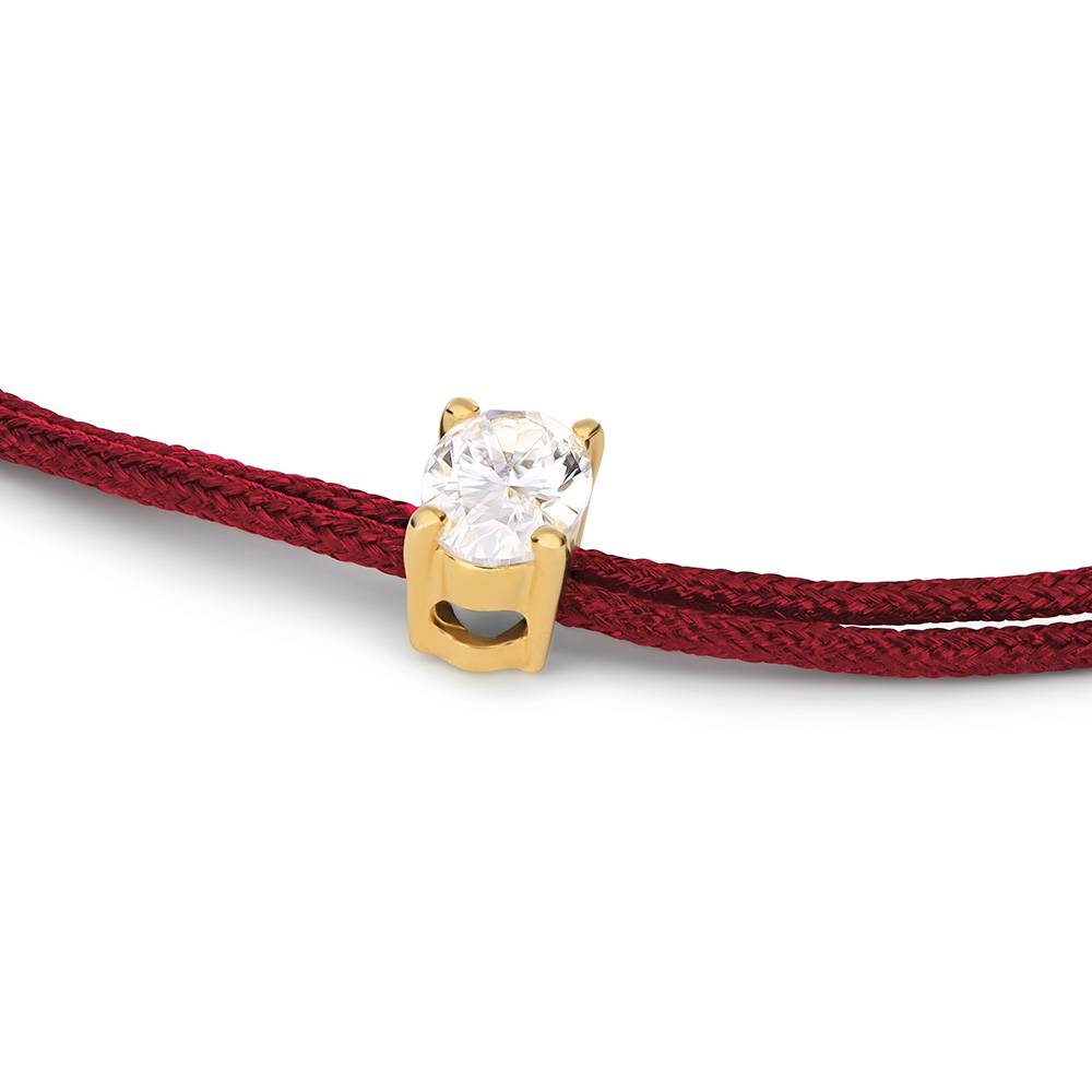 Lucky Knot Oval Diamond Adjustable Bordeaux Cord Bracelet-3 product photo