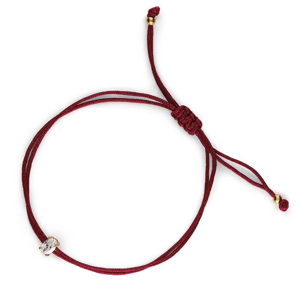 Lucky Knot Oval Diamond Adjustable Bordeaux Cord Bracelet-2 product photo