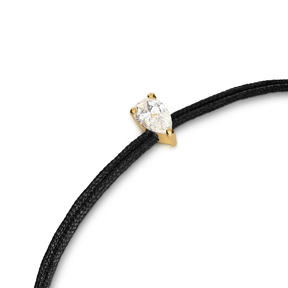 Lucky Knot Pear Diamond Adjustable Black Cord Bracelet-3 product photo