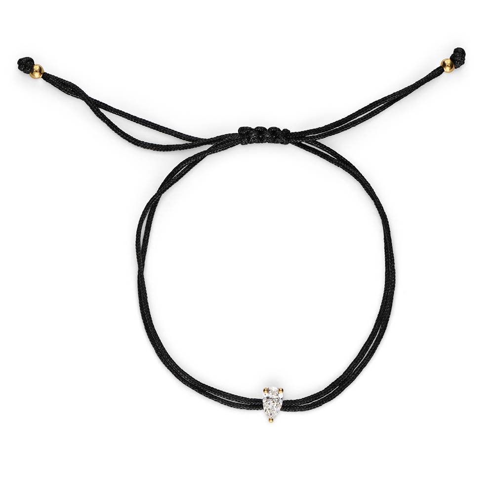 Lucky Knot Pear Diamond Adjustable Black Cord Bracelet-1 product photo