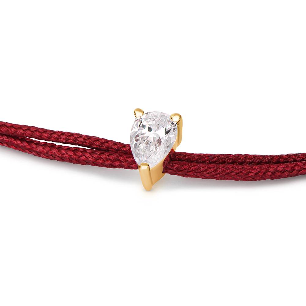 Lucky Knot Pear Diamond Adjustable Bordeaux Cord Bracelet-3 product photo
