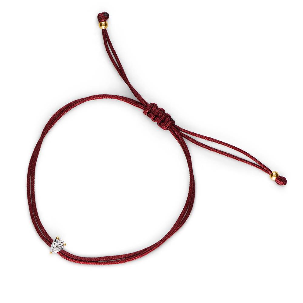 Lucky Knot Pear Diamond Adjustable Bordeaux Cord Bracelet-2 product photo