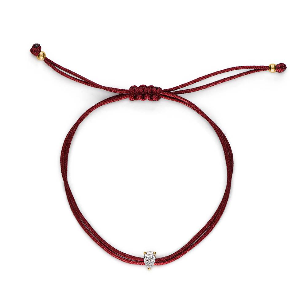 Lucky Knot Pear Diamond Adjustable Bordeaux Cord Bracelet-1 product photo
