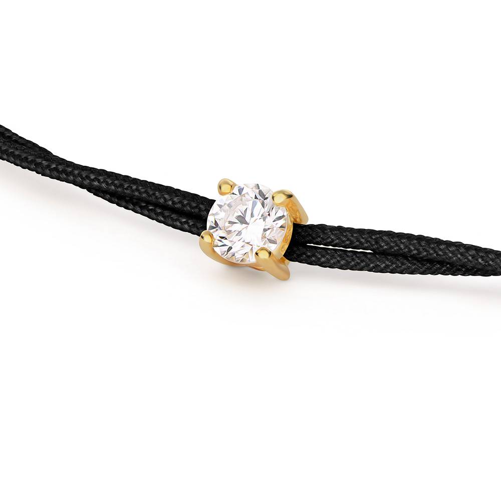 Lucky Knot Round Diamond Adjustable Black Cord Bracelet-3 product photo
