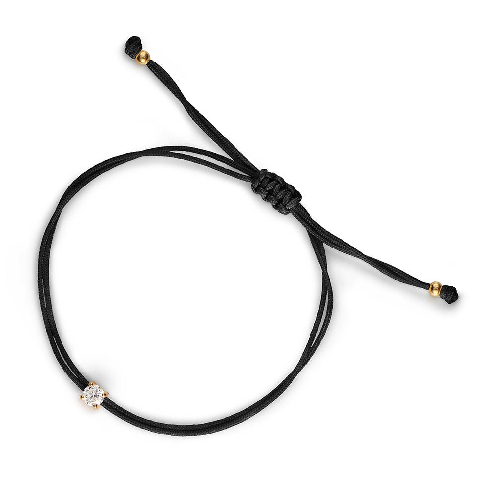 Lucky Knot Round Diamond Adjustable Black Cord Bracelet-2 product photo