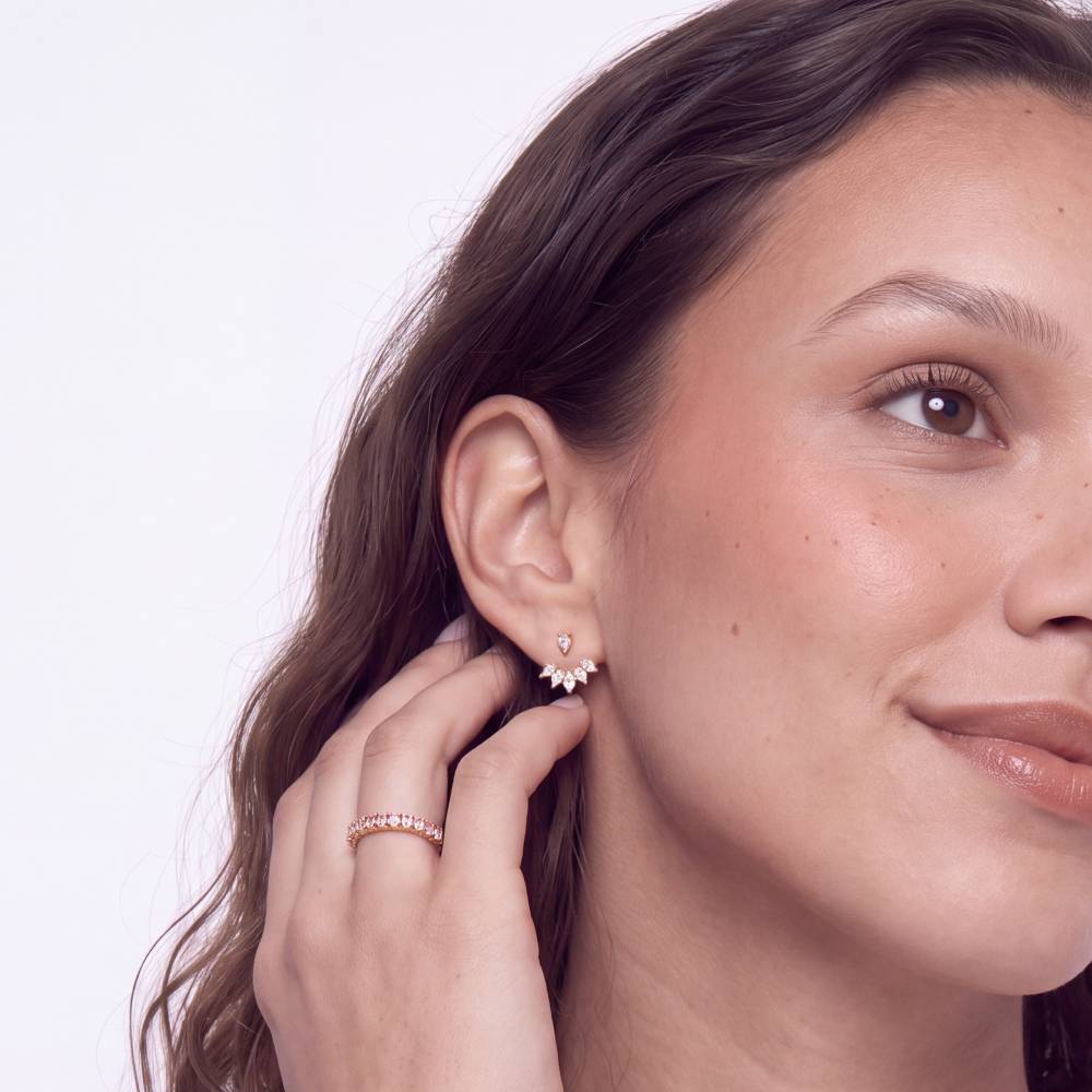 Marquise Cluster Drop Earrings in Gold Plating-3 product photo
