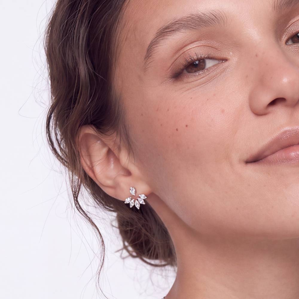 Marquise Cluster Drop Earrings in Silver-3 product photo