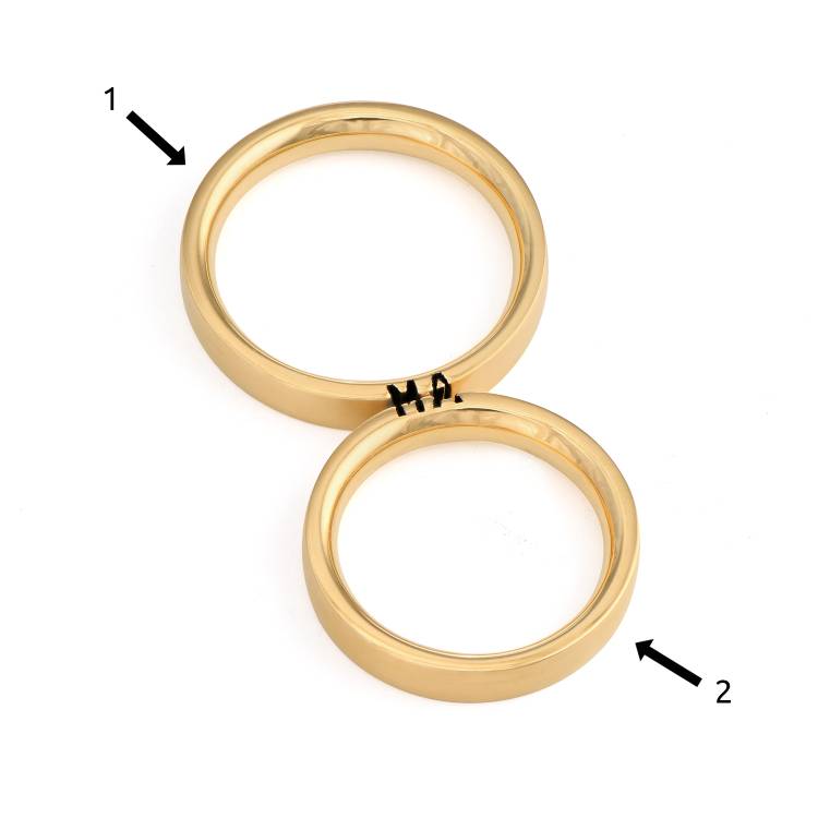 Matching Initial Couple's Promise Rings Set in Gold Plating - Theo Grace