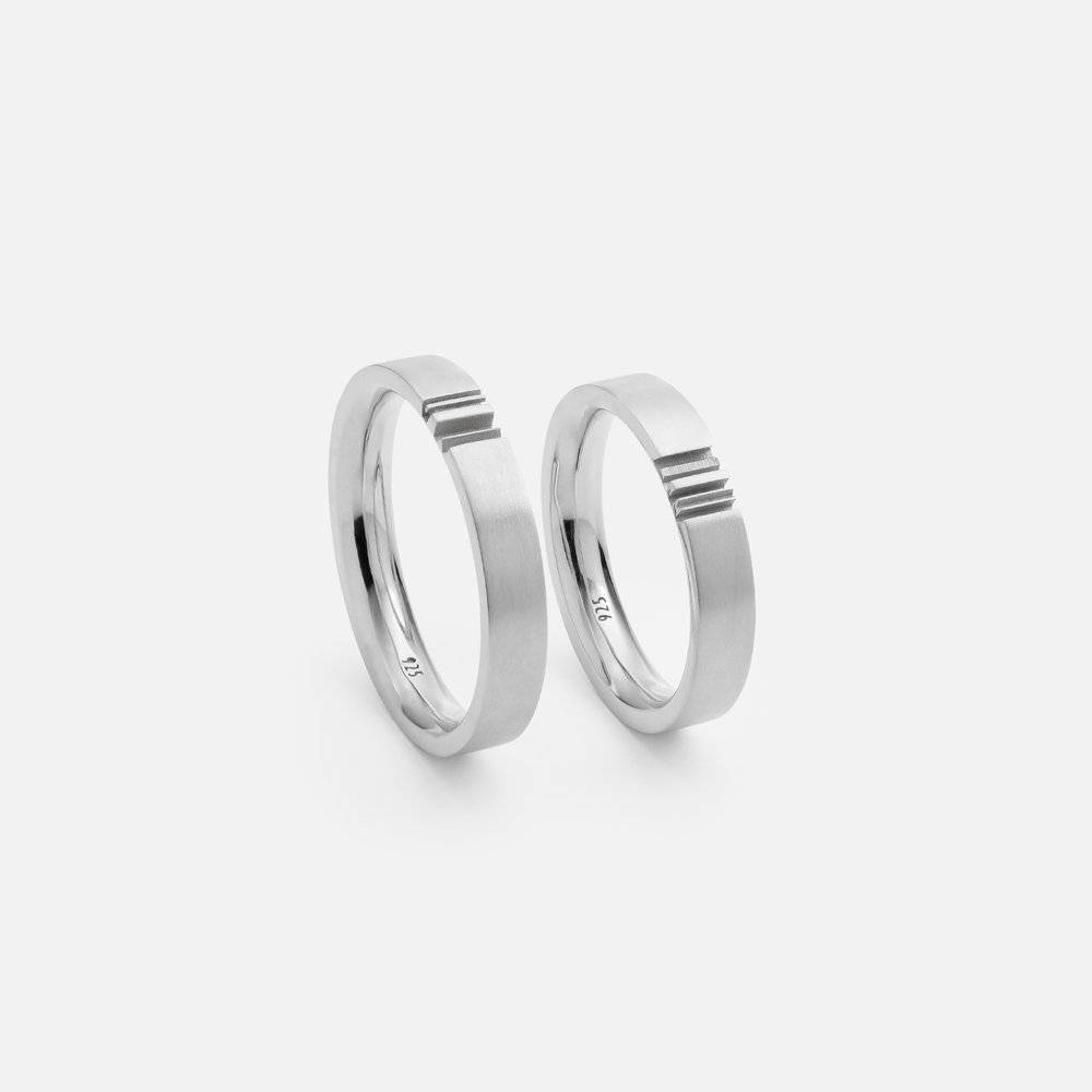Matching Initial Couple's Promise Rings Set in Silver-1 Matching Initial Couple's Promise Rings Set in Silver-1 product photo