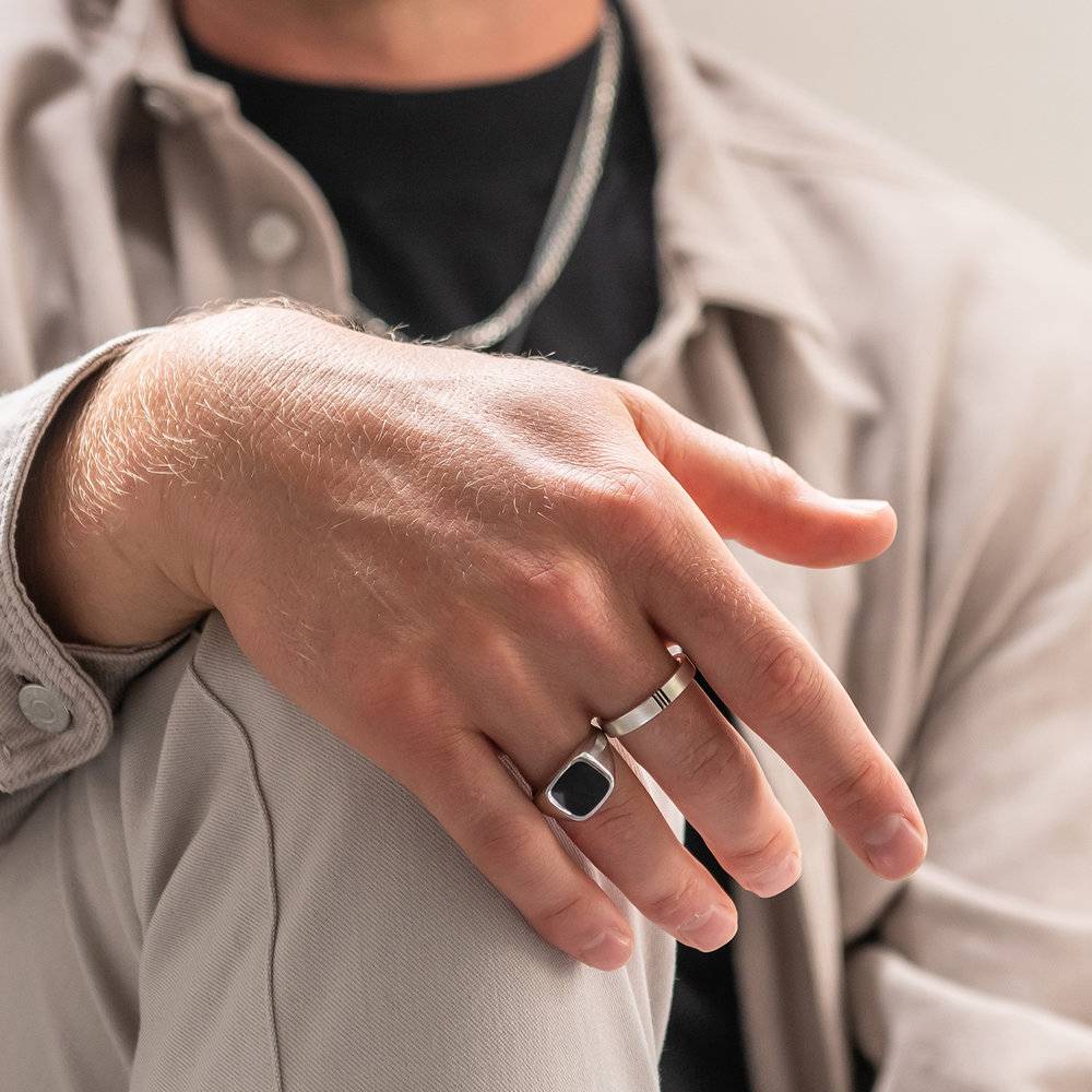 Matching Initial Couple's Promise Rings Set in Silver-4 Matching Initial Couple's Promise Rings Set in Silver-4 product photo