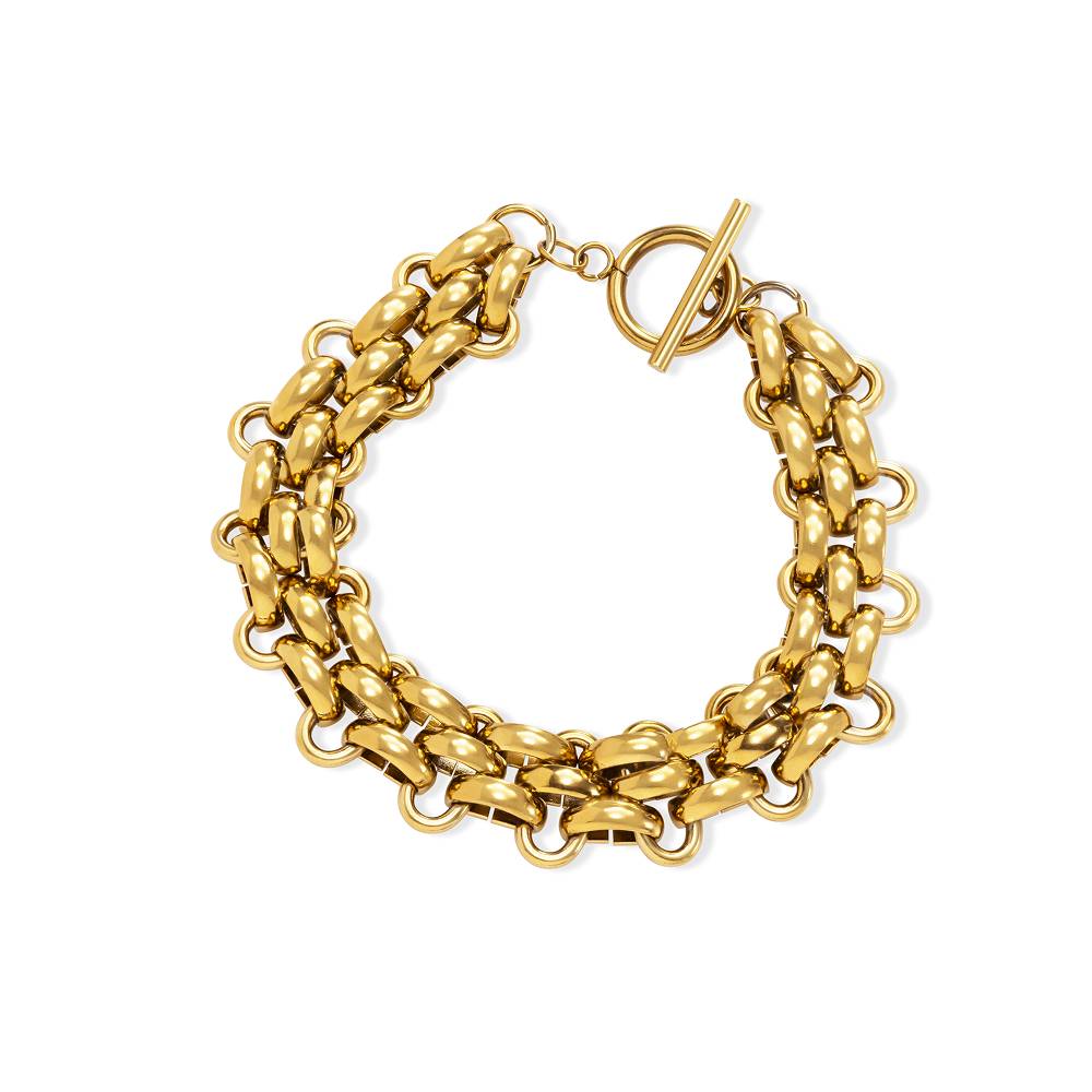 Multi-Link Rolo Chain Bracelet in Gold Plating-1 product photo