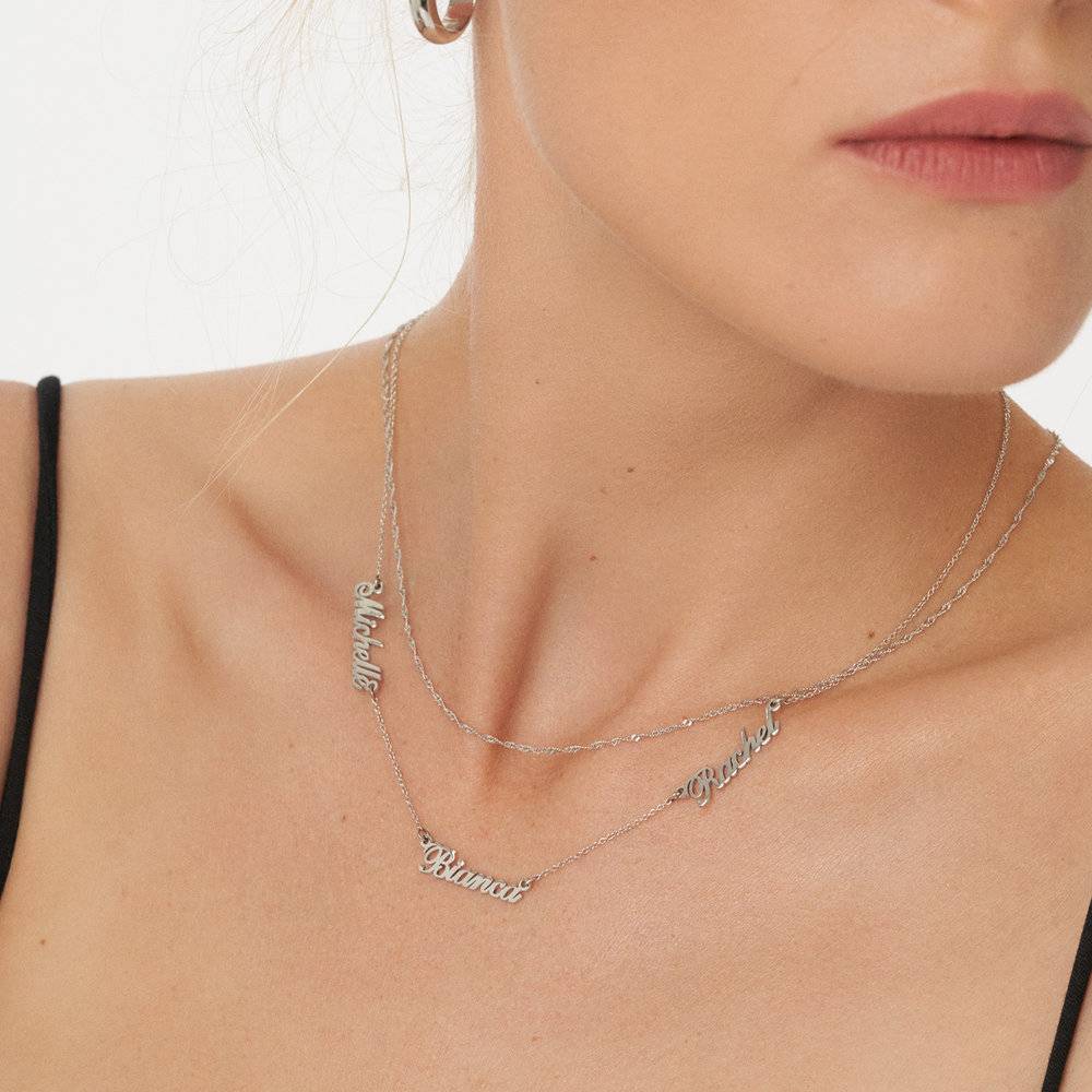Heritage Multiple Name Necklace in 14K Solid White Gold-5 product photo