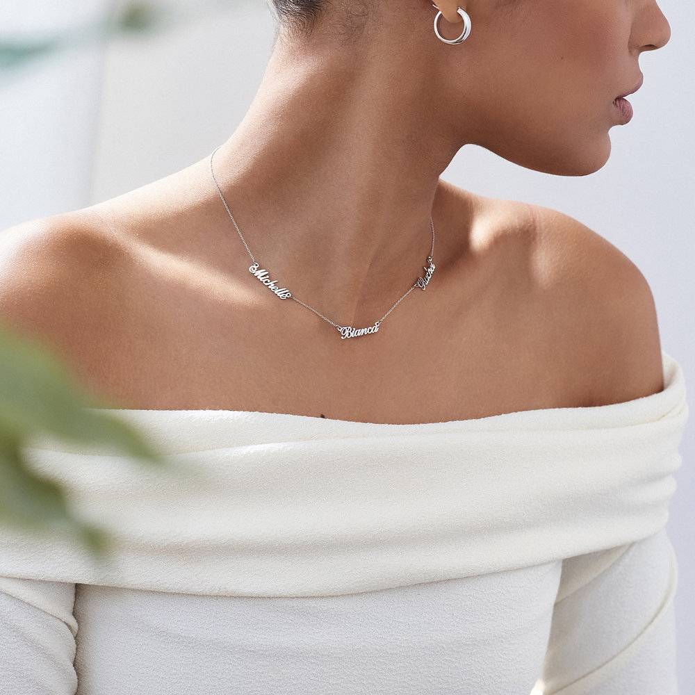 Heritage Multiple Name Necklace in 14K Solid White Gold-2 product photo
