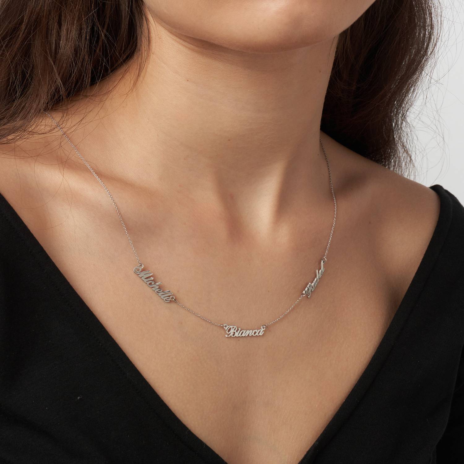 Heritage Multiple Name Necklace in 14K Solid White Gold-4 product photo