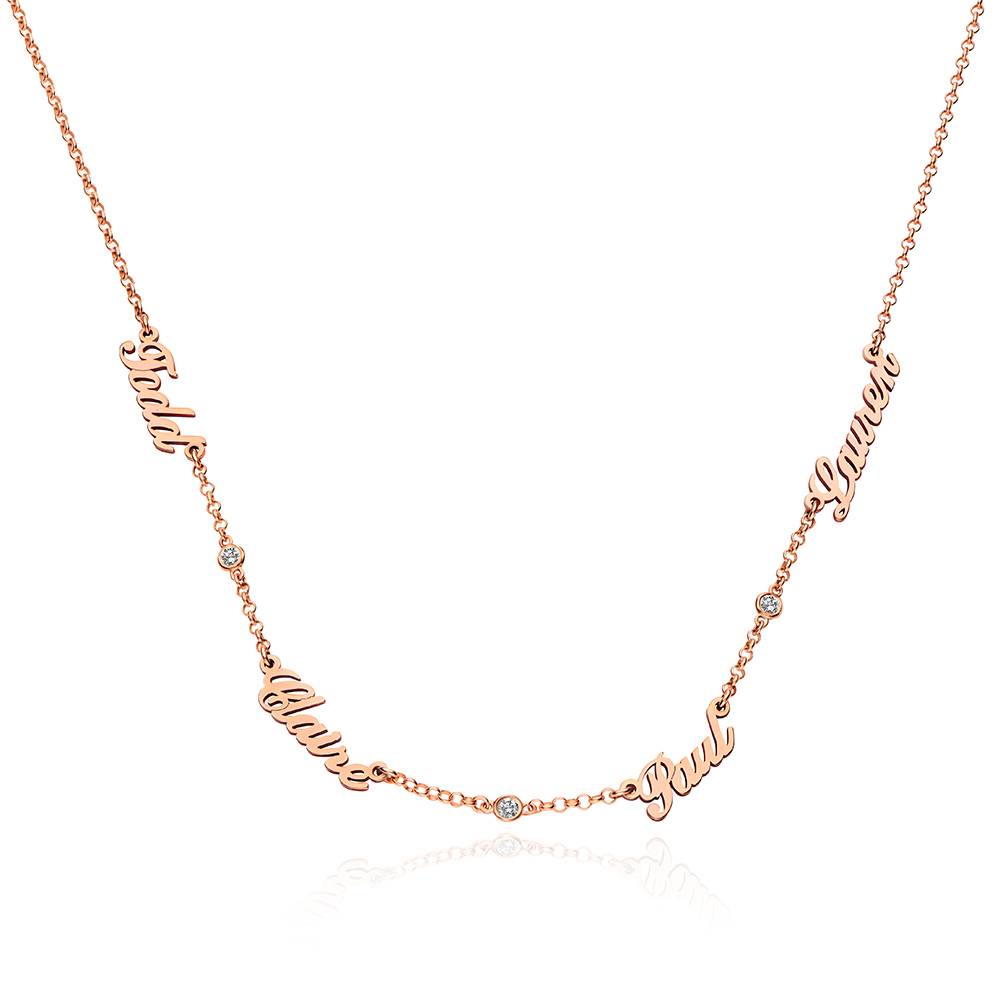 Heritage Multiple Name Necklace with Diamonds in Rose Gold Vermeil ...