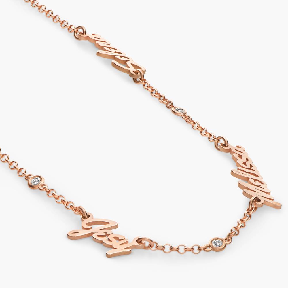 Heritage Multiple Name Necklace with Diamonds in 18K Rose Gold Vermeil-2 product photo