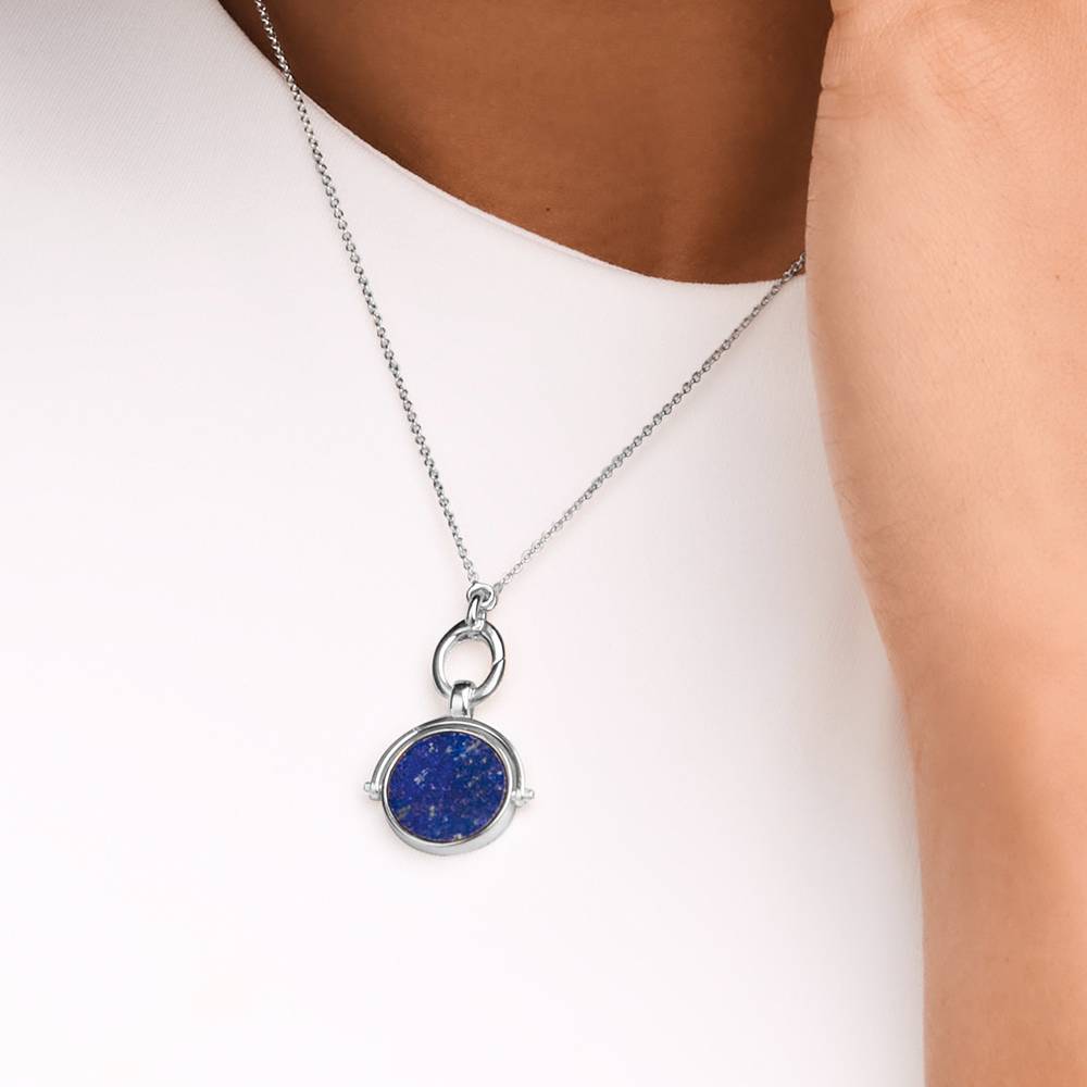 New Moon Spinner Pendant Necklace in Silver-2 product photo
