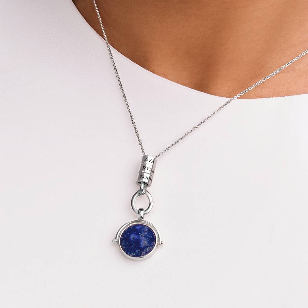 New Moon Spinner Pendant with Engraved Beads in Silver-1 product photo