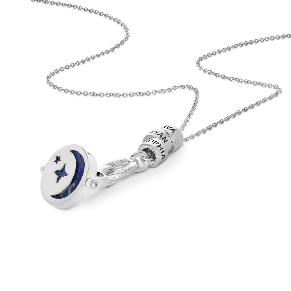 New Moon Spinner Pendant with Engraved Beads in Silver-4 product photo