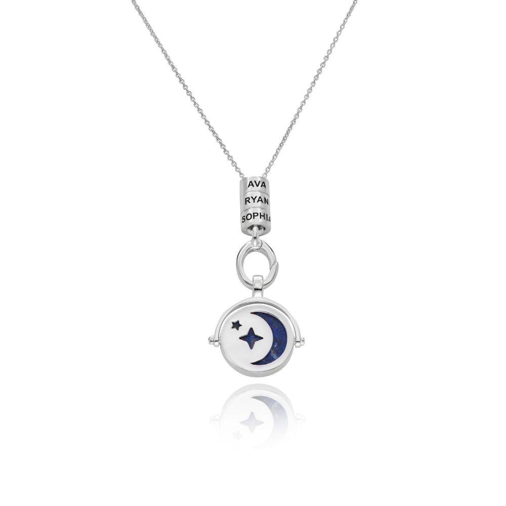 New Moon Spinner Pendant with Engraved Beads in Silver-2 New Moon Spinner Pendant with Engraved Beads in Silver-2 product photo
