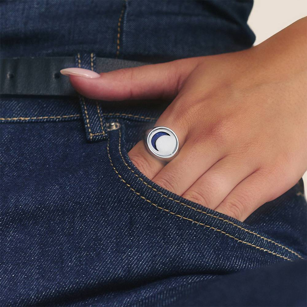 New Moon Spinner Signet Ring in Silver-1 New Moon Spinner Signet Ring in Silver-1 product photo