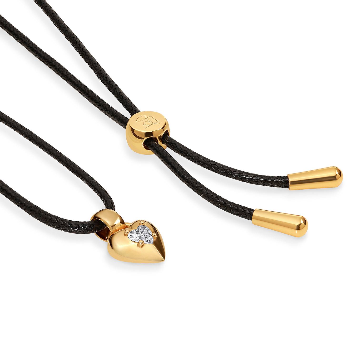 No. 1 Heart 0.25CT Diamond Necklace in Gold on an Adjustable Black Cord-5 product photo