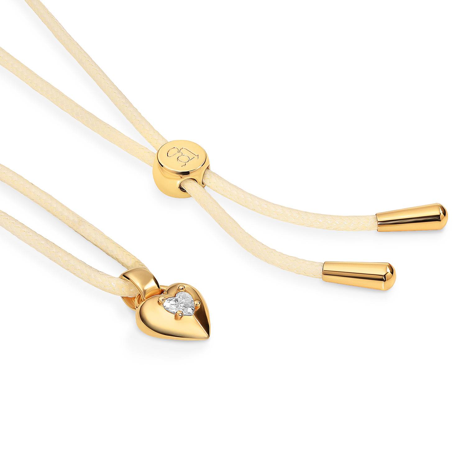 No. 1 Heart 0.25CT Diamond Necklace in Gold on an Adjustable Butter Yellow Cord-5 product photo