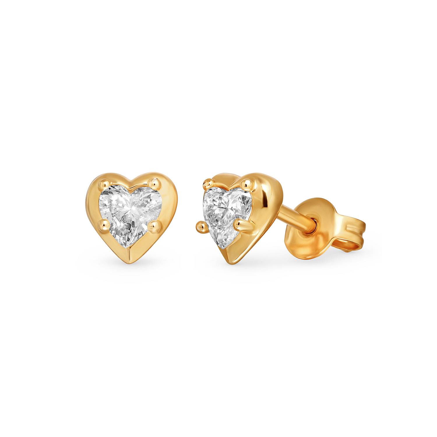 No. 1 Heart 0.25CT Diamond Stud Earrings in Gold-4 product photo