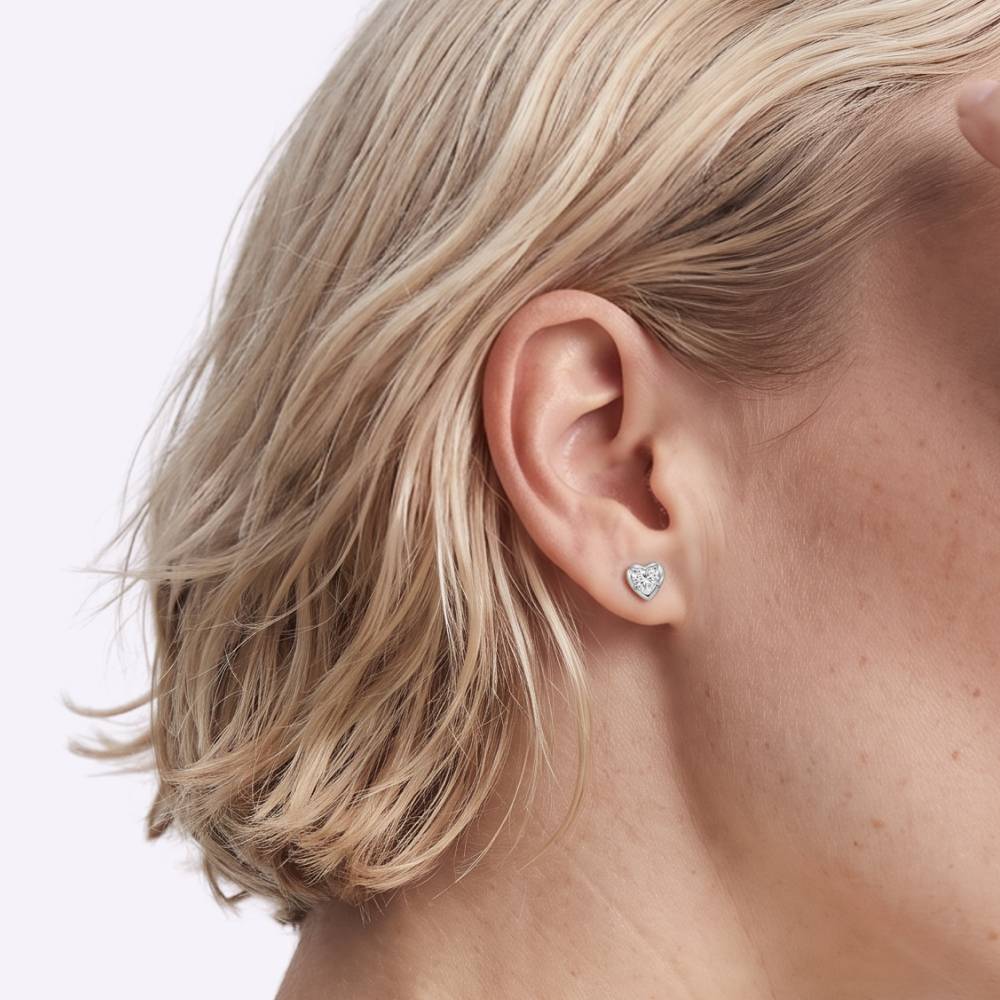 No. 1 Heart 0.25CT Diamond Stud Earrings in Silver-3 product photo