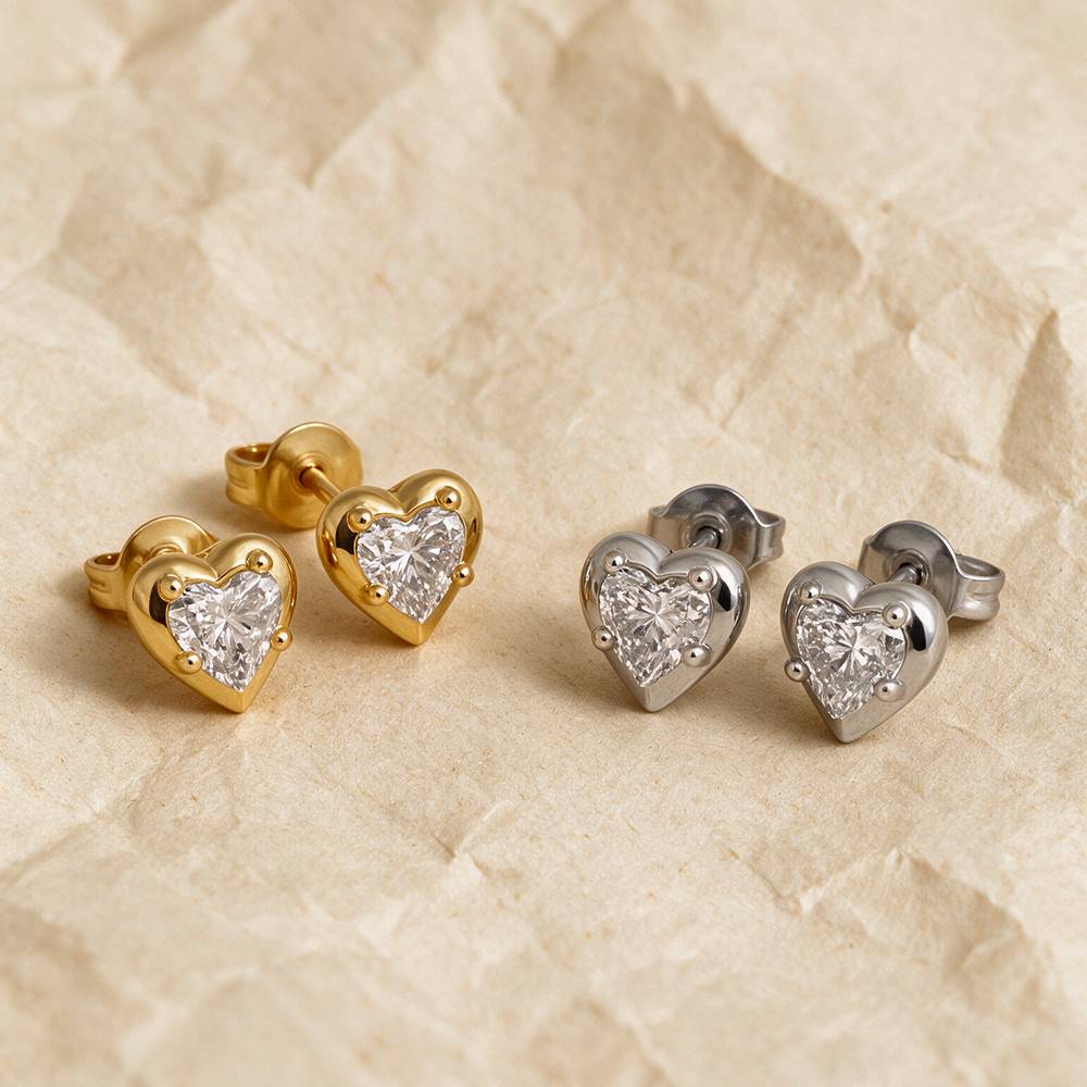 No. 1 Heart 0.25CT Diamond Stud Earrings in Silver-2 product photo