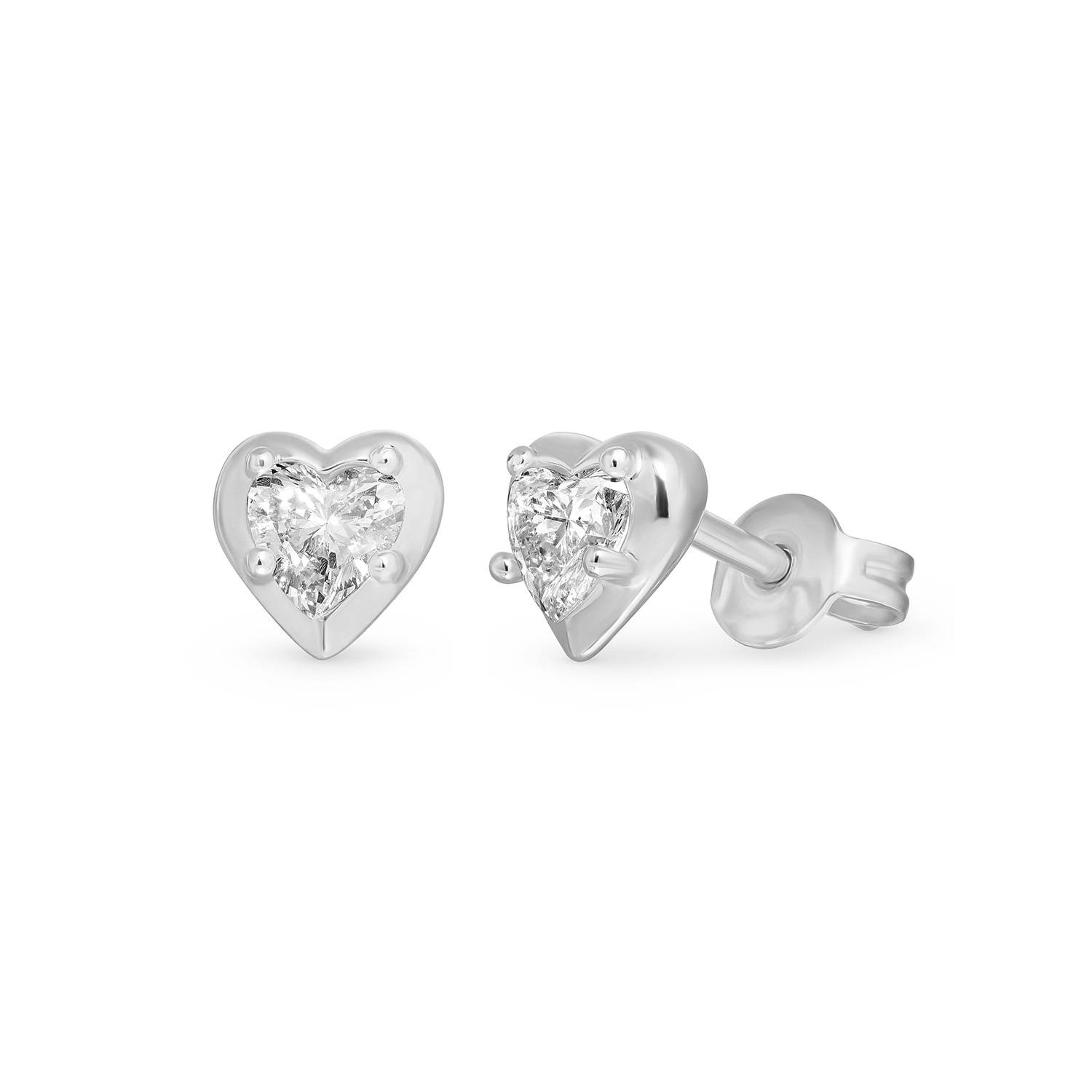 No. 1 Heart 0.25CT Diamond Stud Earrings in Silver