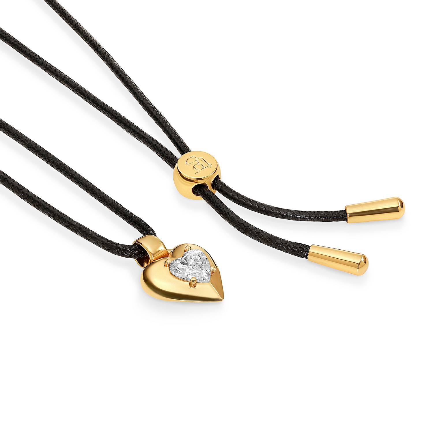 No. 1 Heart 1.0CT Diamond Necklace in Gold on an Adjustable Black Cord-5 product photo