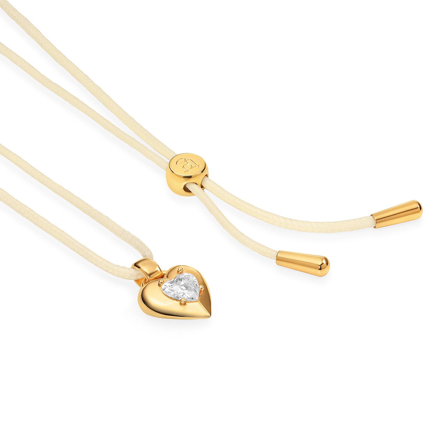 No. 1 Heart 1.0CT Diamond Necklace in Gold on an Adjustable Butter Yellow Cord-5 product photo