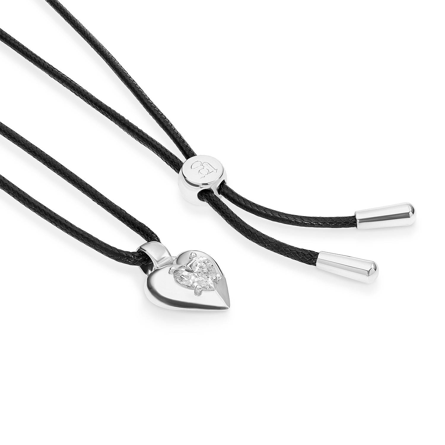 No. 1 Heart 1.0CT Diamond Necklace in Silver on an Adjustable Black Cord-5 product photo