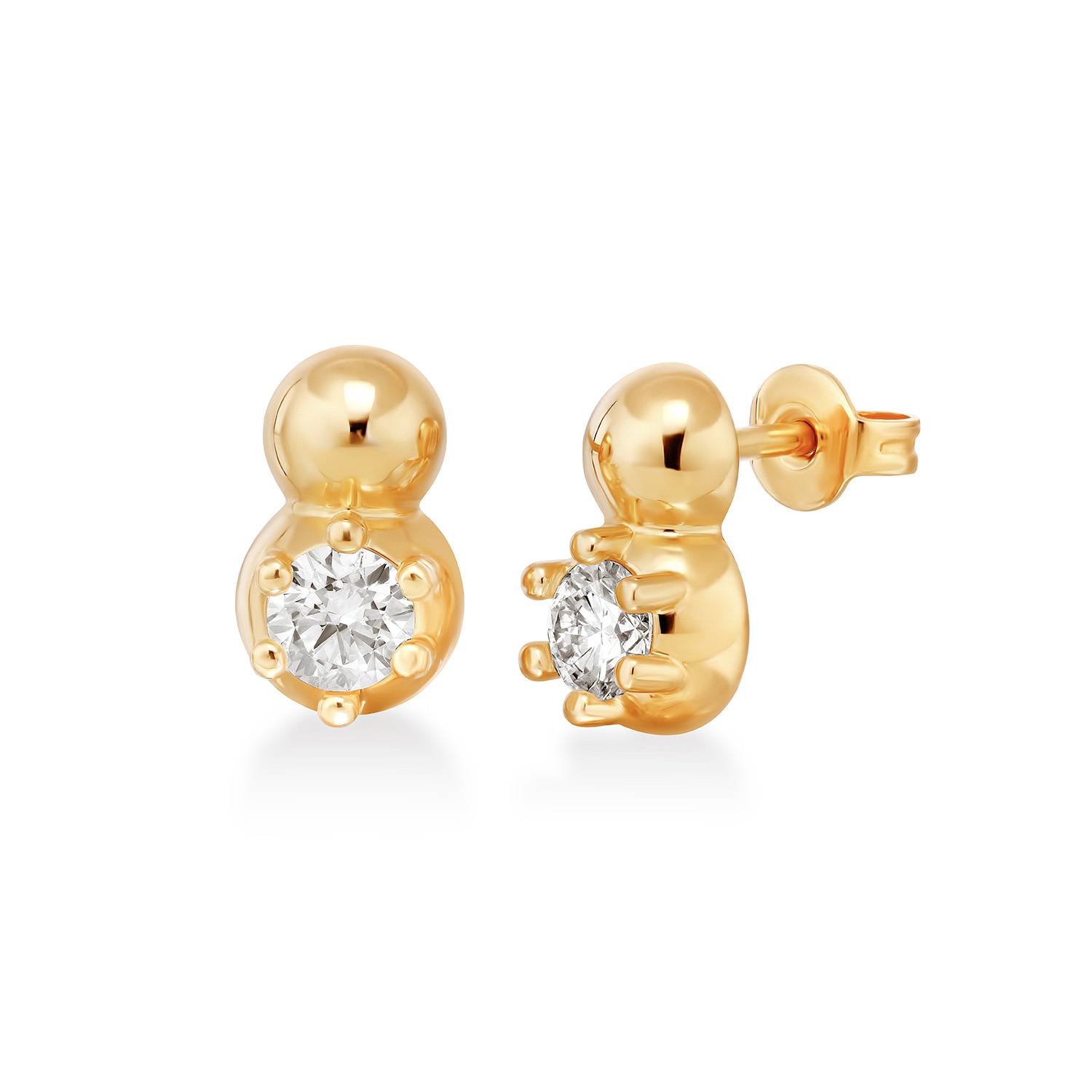No. 2 Round 0.30CT Diamond Stud Earrings in Gold