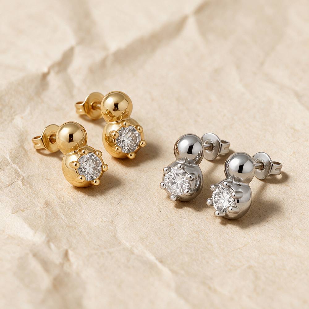 No. 2 Round 0.30CT Diamond Stud Earrings in Silver-2 product photo
