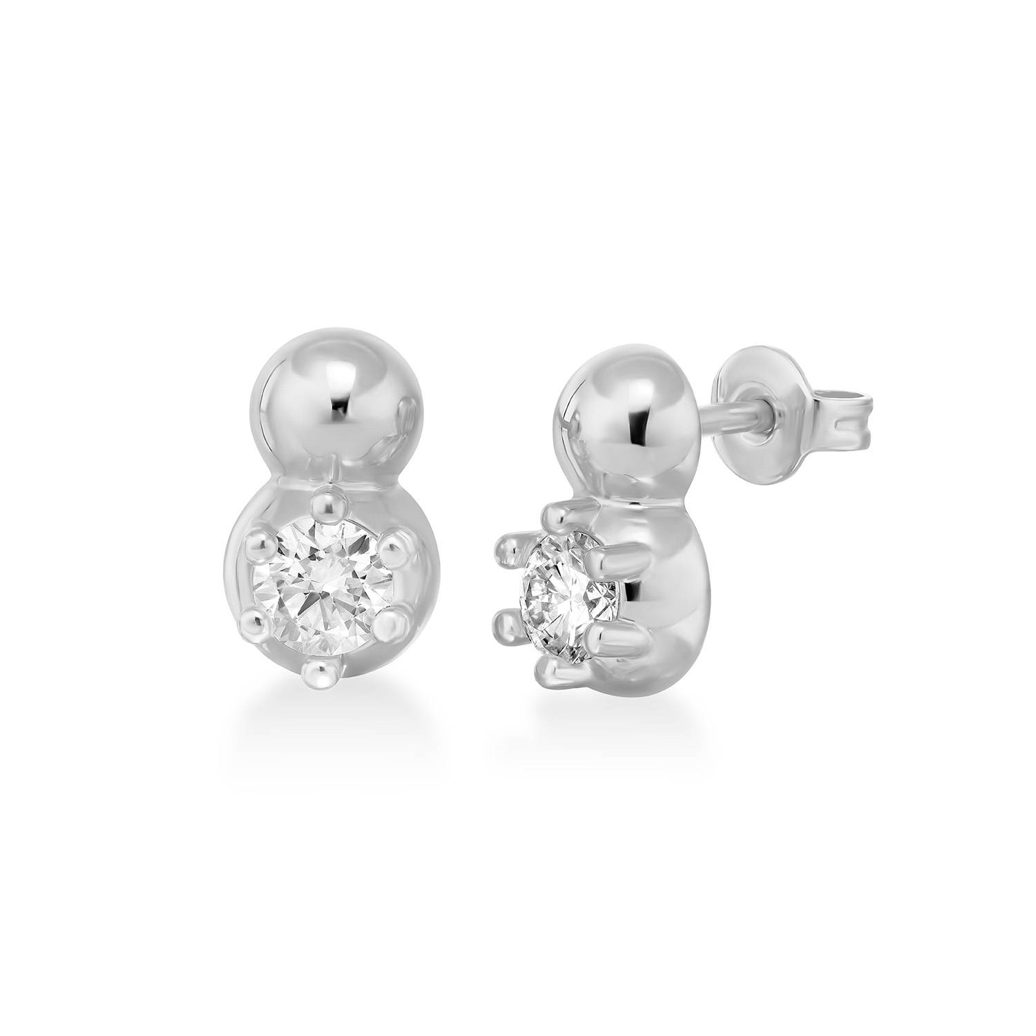 No. 2 Round 0.30CT Diamond Stud Earrings in Silver-4 product photo