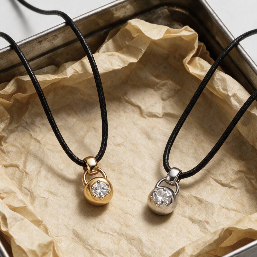 No. 2 Round 0.25CT Diamond Necklace in Gold on an Adjustable Black Cord-3 product photo