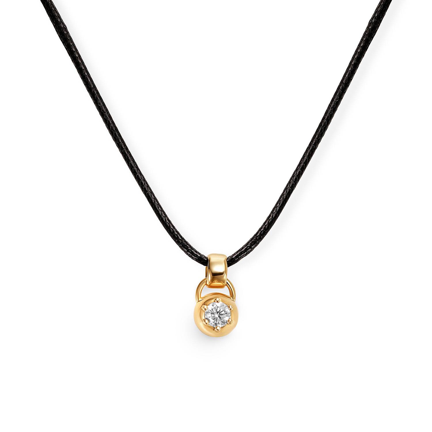 No. 2 Round 0.25CT Diamond Necklace in Gold on an Adjustable Black Cord-4 product photo