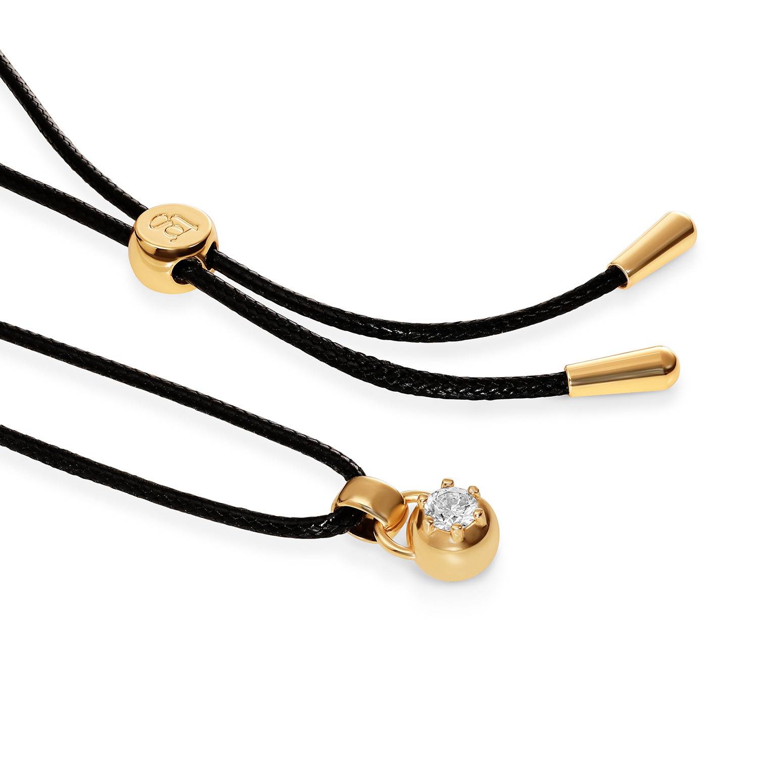 No. 2 Round 0.25CT Diamond Necklace in Gold on an Adjustable Black Cord-5 product photo