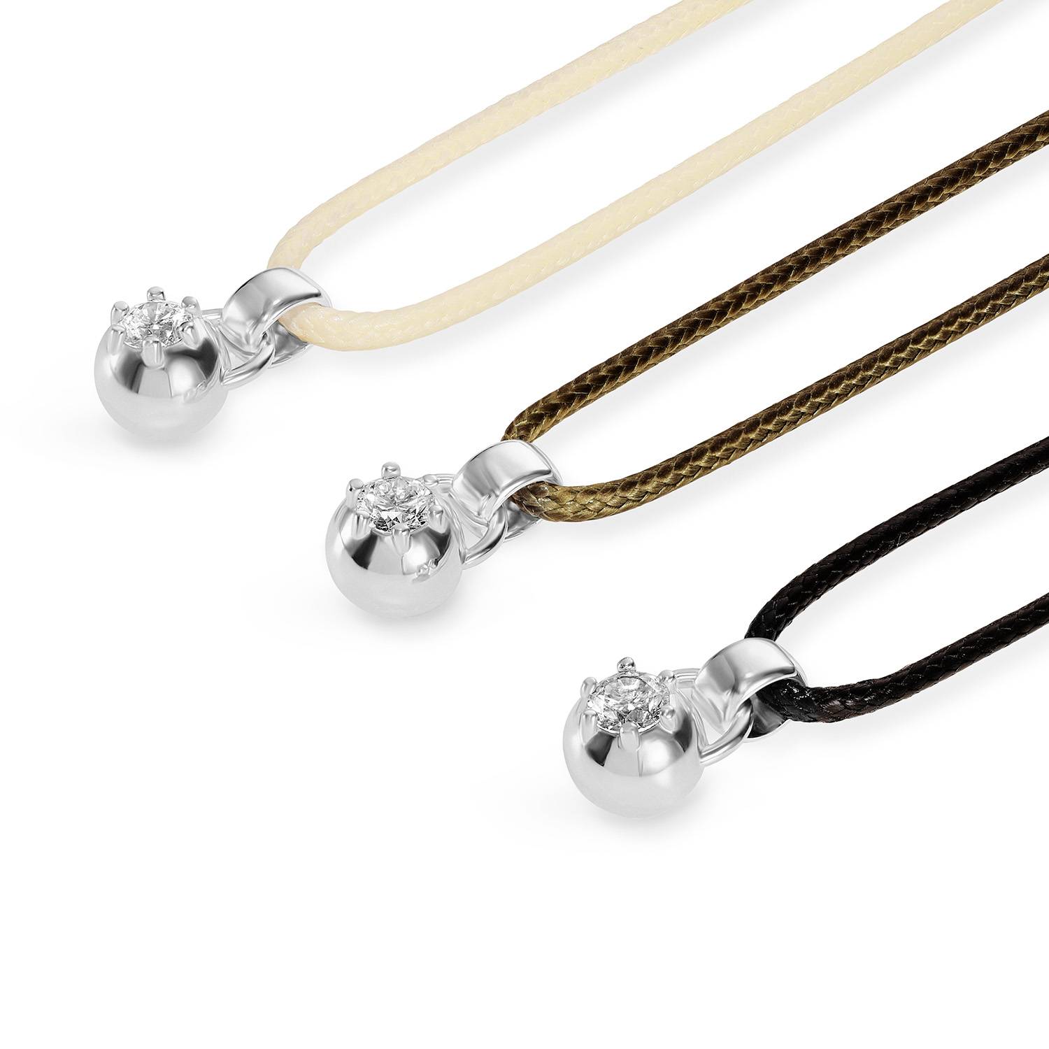 No. 2 Round 0.25CT Diamond Necklace in Silver on an Adjustable Black Cord-6 product photo