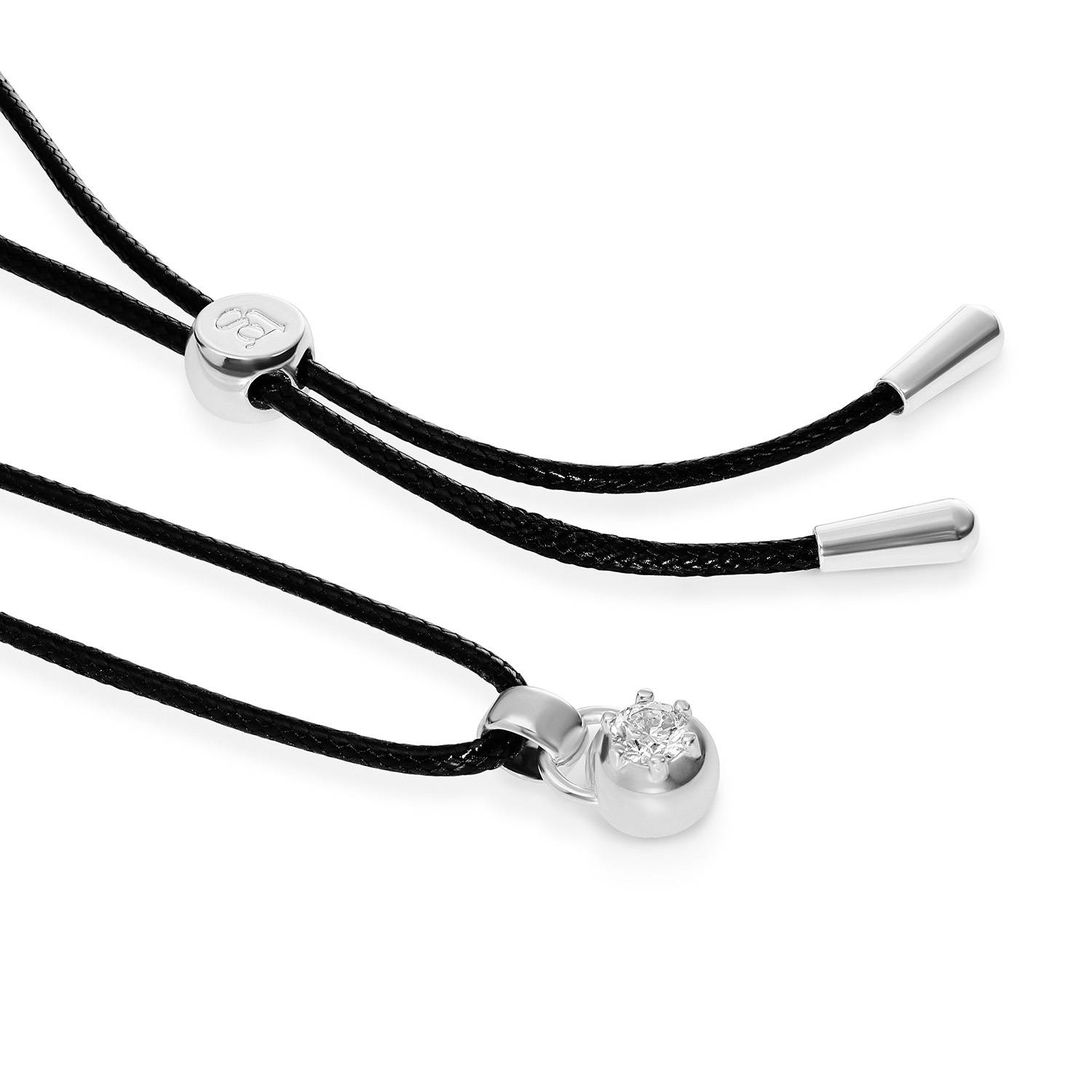 No. 2 Round 0.25CT Diamond Necklace in Silver on an Adjustable Black Cord-5 product photo