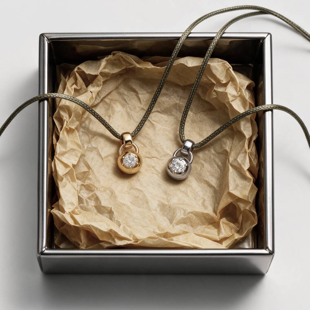 No. 2 Round 0.25CT Diamond Necklace in Silver on an Adjustable Olive Green Cord-3 product photo
