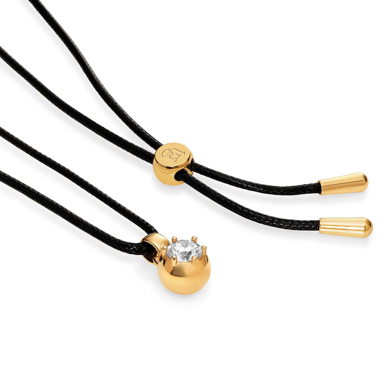 No. 2 Round 1.0CT Diamond Necklace in Gold on an Adjustable Black Cord-5 product photo
