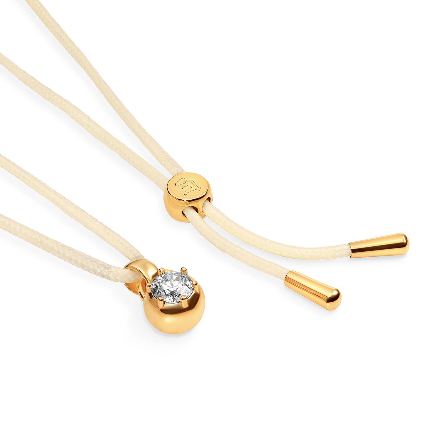 No. 2 Round 1.0CT Diamond Necklace in Gold with Butter Yellow Cord-5 product photo