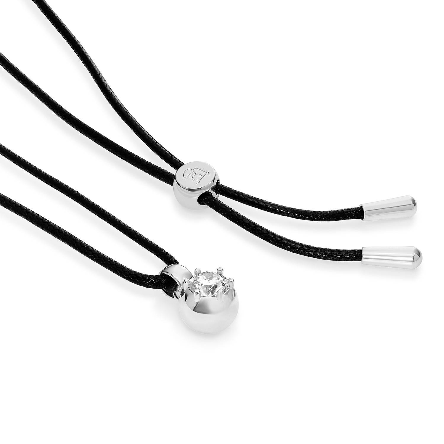 No. 2 Round 1.0CT Diamond Necklace in Silver on an Adjustable Black Cord-5 product photo